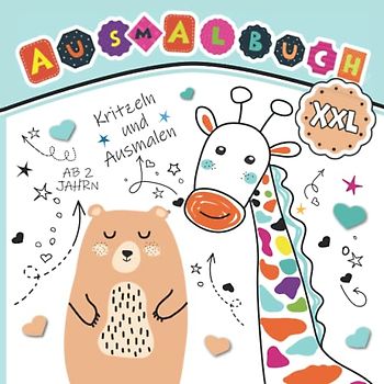Kinder Ausmalbuch ab 2 Jahre: Liebevoll gestaltetes XXL Kritzelmalbuch mit großen Motiven zum Ausmalen und Kritzeln | Förderung Kleinkinder Kreativität und Motorik