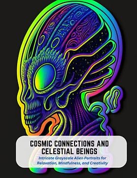 Cosmic Connections and Celestial Beings: Intricate Grayscale Alien Portraits for Relaxation, Mindfulness, and Creativity