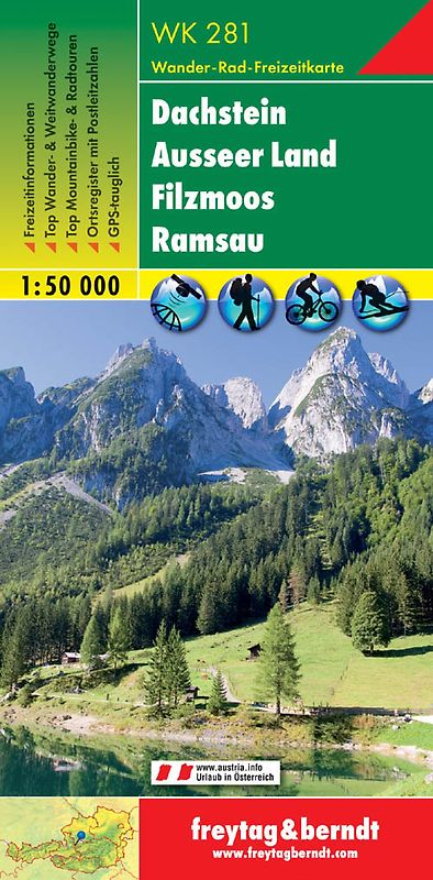 WK 281 Dachstein - Ausseerland - Filzmoos - Ramsau, Wanderkarte 1:50.000