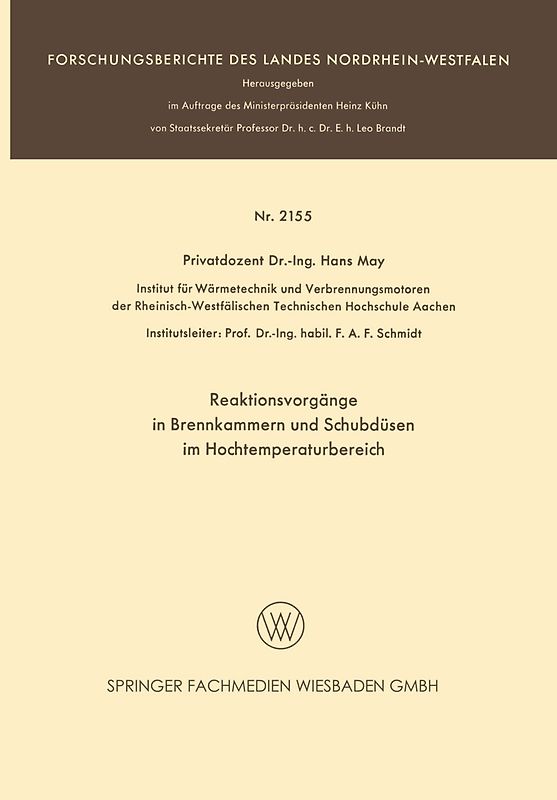 Reaktionsvorgänge in Brennkammern und Schubdüsen im Hochtemperaturbereich