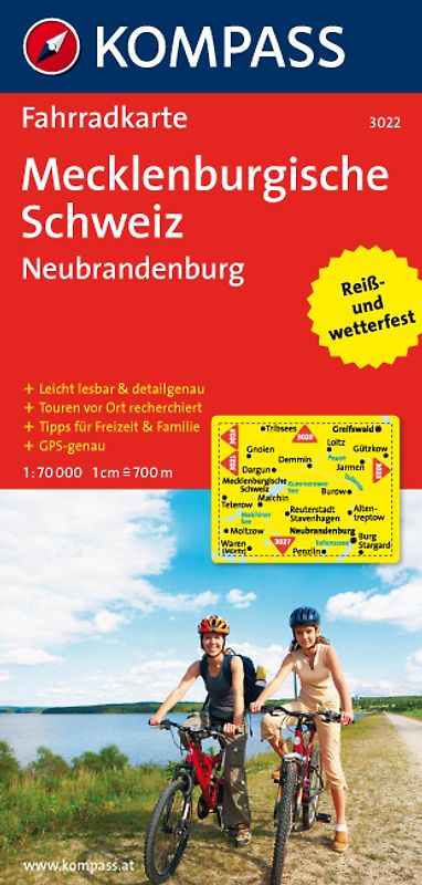 KOMPASS Fahrradkarte 3022 Mecklenburgische Schweiz - Neubrandenburg 1:70.000