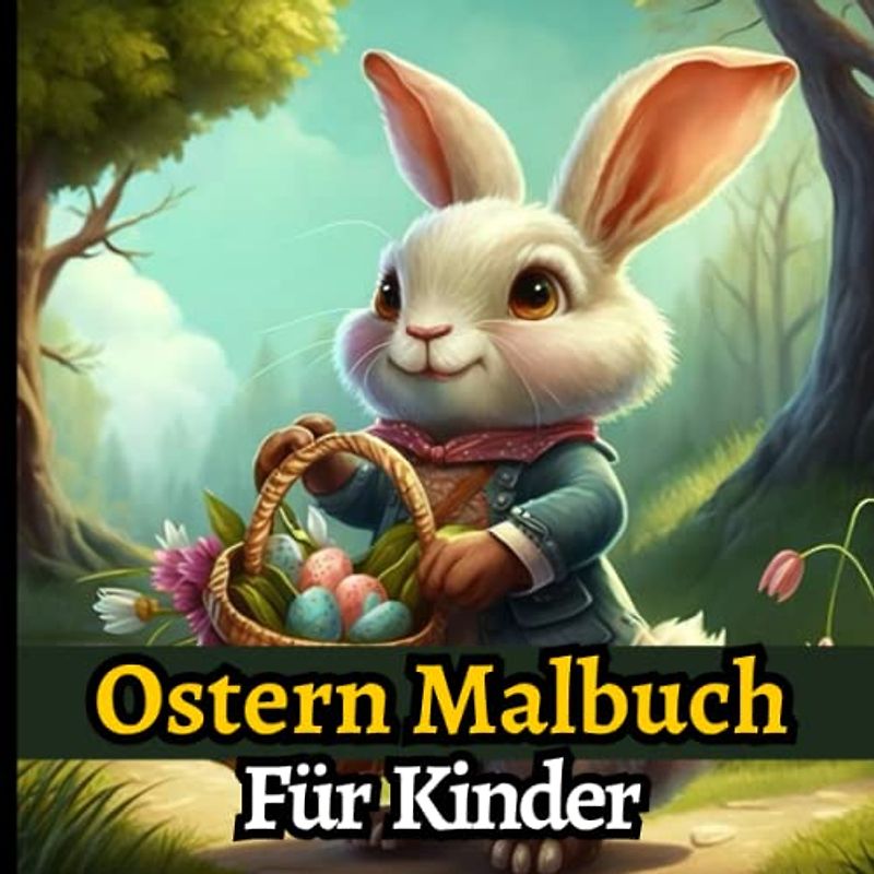 Ostern Malbuch für Kinder: 40 entzückende Illustrationen von niedlichen Hasen, bunten Eiern und glücklichen Kindern zum Ausmalen, Ideales Ostergeschenk.