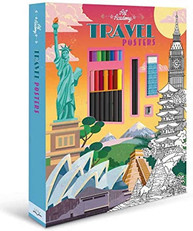 Art Academy Travel Posters: Coloring Kit With Coloring & Graphite Pencils