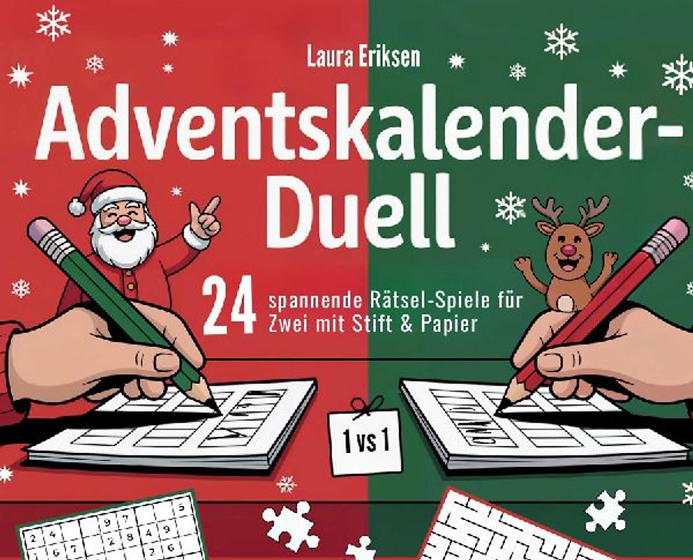 Adventskalender-Duell: 24 spannende Rätsel-Spiele für Zwei mit Stift & Papier