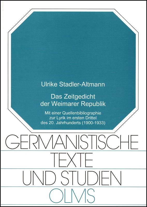 Das Zeitgedicht der Weimarer Republik