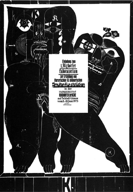 Rixdorfer Laboratorium zur Erstellung von literarischen & bildnerischen Simultan-Kunststücken (1.) in der Fachwerkstatt Rixdorfer Drucke auf Schloss Gümse vom 8.-18. Juni 1975