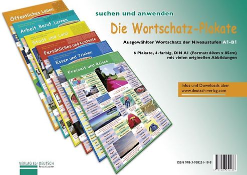 Die Wortschatz-Plakate. Ausgewählter Wortschatz der Niveaustufen A1-B1. Übungsheft und 6 Plakate