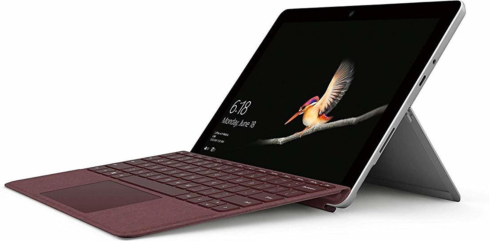 Microsoft Surface Go 10" 64GB eMMC [Wi-Fi, inkl. bordeauxrotem Keyboard Dock, Surface Go Type Cover] silber