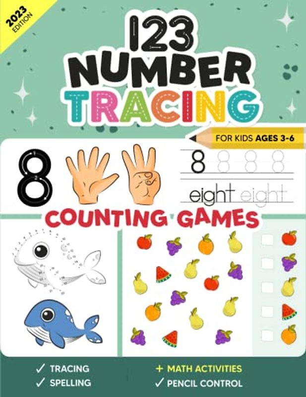 123 Number Tracing and Counting games for Kids ages 3-6: Kindergarten Math Workbook | Learn to Trace Numbers 1 to 20 (Tracing and Handwriting Workbooks for Kids, Band 2)