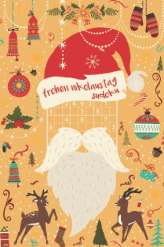 Frohen Nikolaustag - Sudoku: Mini Rätselbuch in A6 Format | Passt in den Stiefel | Kleinigkeit zu Weihnachten, Nikolaus, Julklapp | Rätsel für Erwachsene | Leicht bis extrem schwer