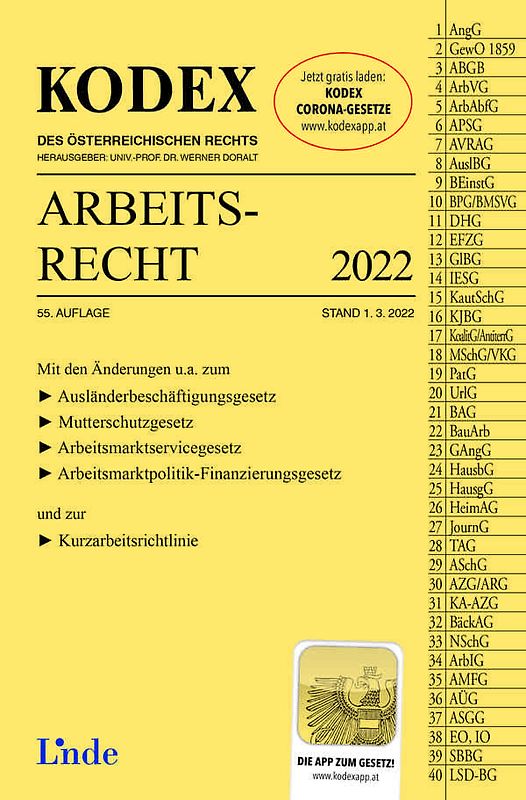 KODEX Arbeitsrecht 2022