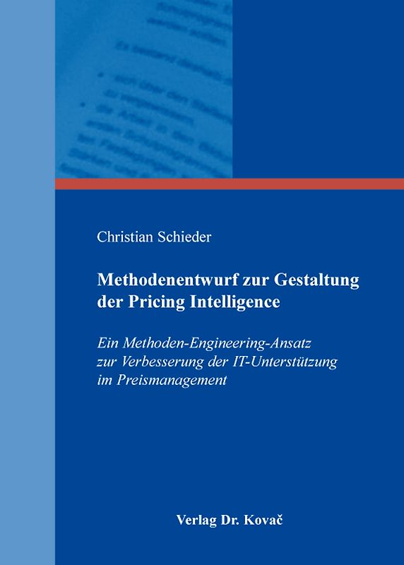 Methodenentwurf zur Gestaltung der Pricing Intelligence