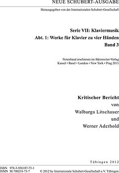 Neue Schubert-Ausgabe. Kritische Berichte / Werke für Klavier zu vier Händen III