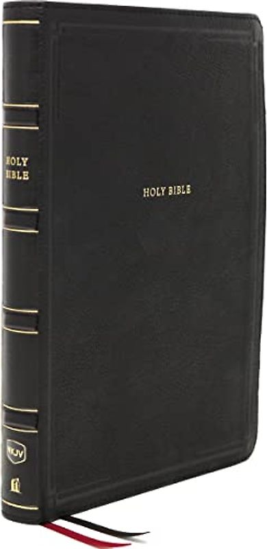 NKJV Holy Bible, Giant Print Center-Column Reference Bible, Deluxe Black Leathersoft, Thumb Indexed, 72,000+ Cross References, Red Letter, Comfort Print: New King James Version
