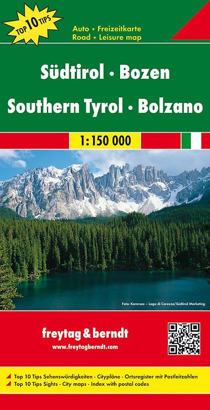 Südtirol - Bozen, Autokarte 1:150.000, Top 10 Tips