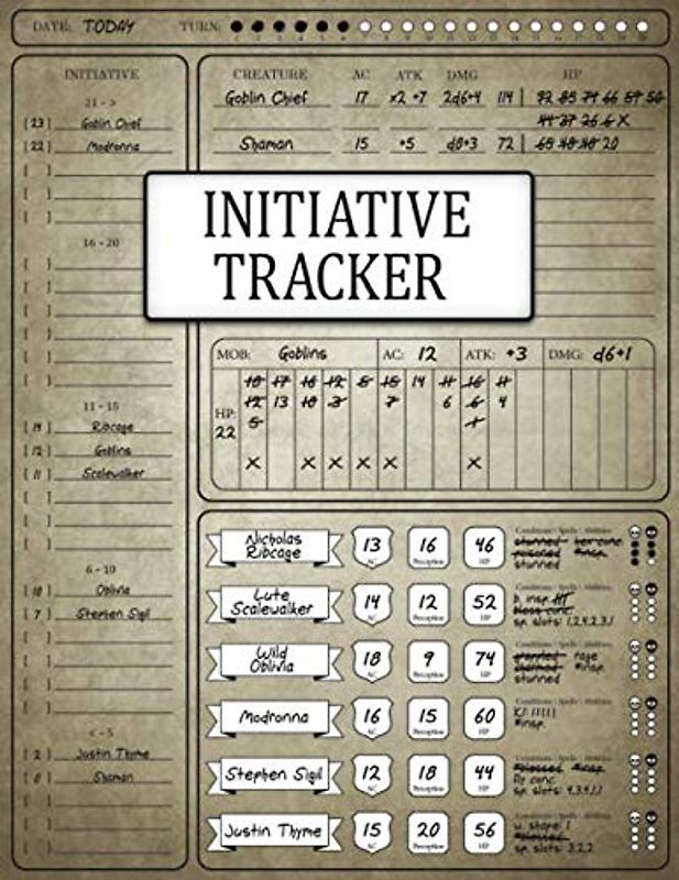 Initiative Tracker: Encounter Tracker For RPG Games: DM Tools: Easy And Fast Combat Organization: 1 - 6 Players: For Tracking HP, Conditions, Player and Enemy Stats