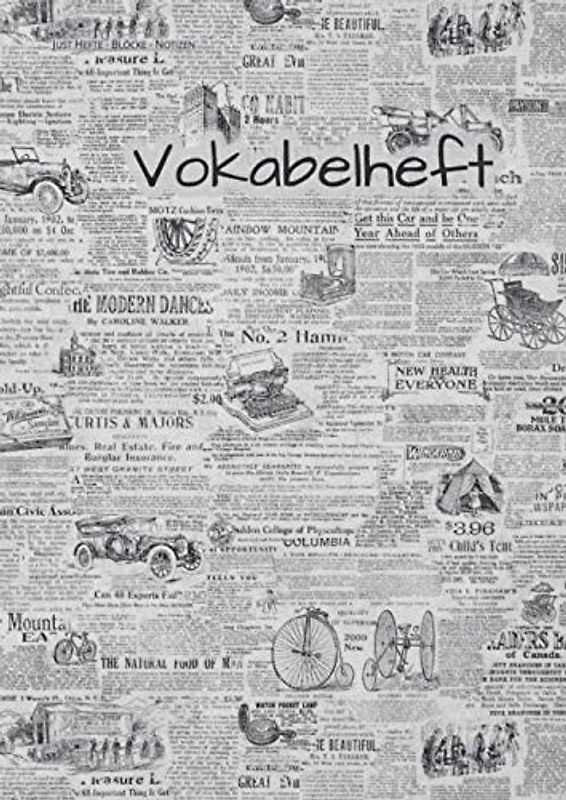 Hefte - Blöcke - Notizen Vokabelheft: DIN A4, 50 Seiten, Soft Cover, Inhaltsverzeichnis, 2 Spalten, Erfolgs-Tracker, Universal Schulheft Zeitung Design