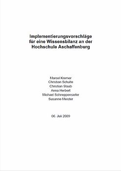 Implementierungsvorschläge für eine Wissensbildung an der Hochschule Aschaffenburg
