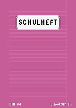 Schulheft A4 Lineatur 3R: 50 Blatt | Schreibheft Lineatur 3 Mit Rand | Deutschheft Klasse 3 | Din A4 | Rosa