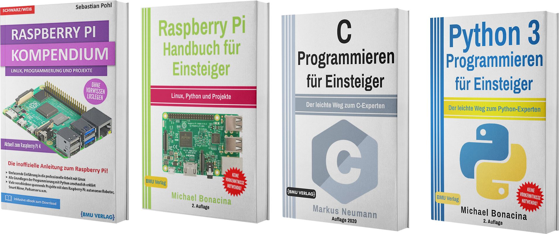 Raspberry Pi Kompendium + Raspberry Pi Handbuch für Einsteiger + C Programmieren für Einsteiger + Python 3 Programmieren für Einsteiger
