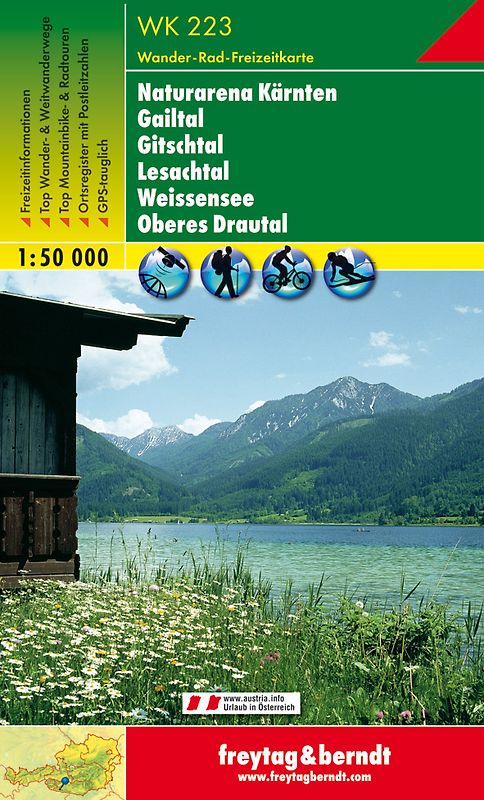 WK 223, Karnische Alpen - Gailtal - Gitschtal - Nassfeld - Lesachtal - Weissensee - Oberdrautal, Wanderkarte 1:50.000
