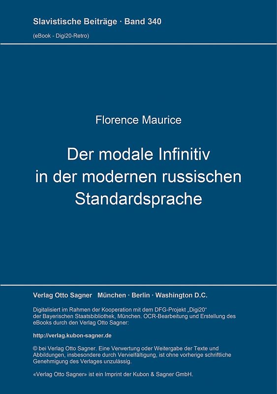 Der modale Infinitiv in der modernen russischen Standardsprache