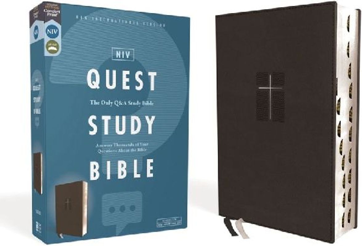 Niv, Quest Study Bible, Leathersoft, Black, Indexed, Comfort Print