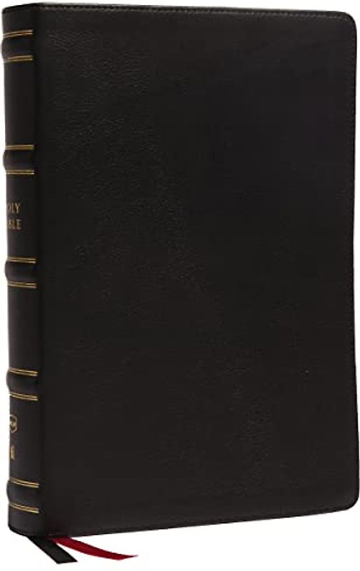 NKJV, Single-Column Wide-Margin Reference Bible, Genuine Leather, Black, Red Letter, Comfort Print: Holy Bible, New King James Version