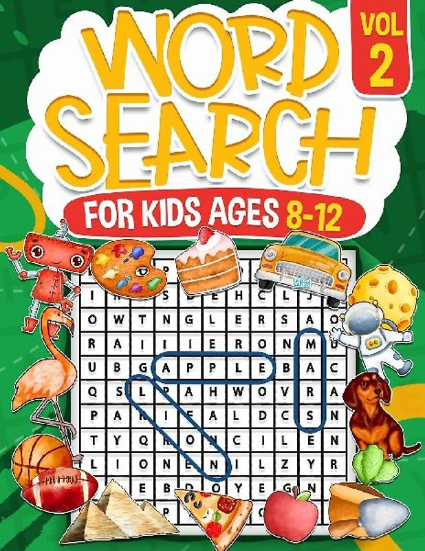 Word Search for Kids Ages 8-12 | Volume 2 | 100 Fun Puzzles | Kids Activity Book | Search and Find | Help Improve Vocabulary for Children | Themed Puzzles Including Animals, Dinosaurs, Sports, and Technology | Solutions Included