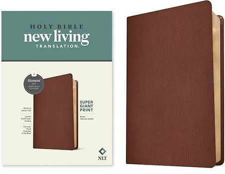 NLT Super Giant Print Bible, Filament Enabled (Genuine Leather, Brown, Red Letter)