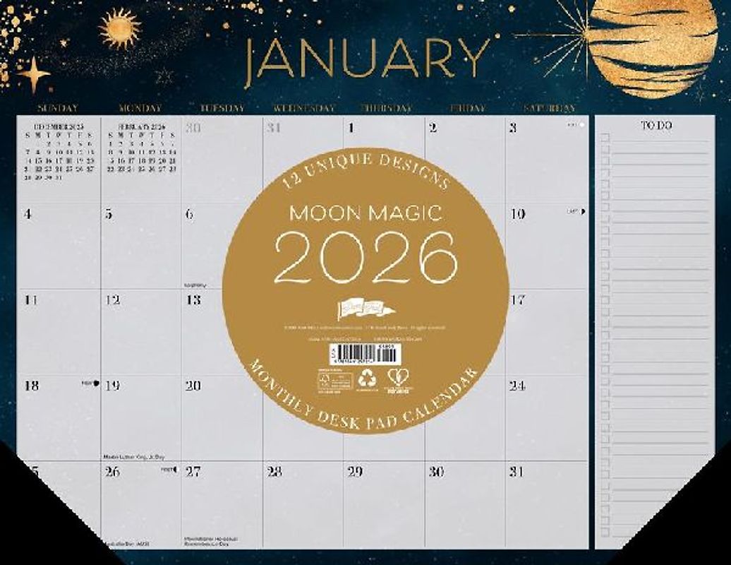 Moon Magic 2026 22 X 17 Large Monthly Deskpad