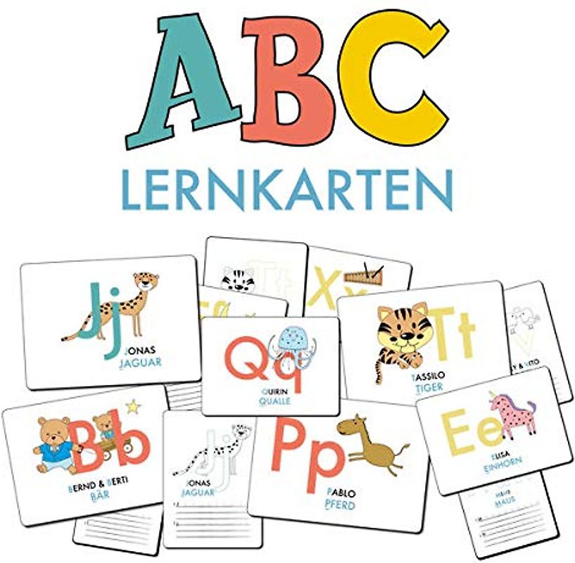 ABC-Lernkarten der Tiere, Bildkarten, Wortkarten, Flash Cards mit Groß- und Kleinbuchstaben | Lesen lernen mit Tieren für Kinder im Kindergarten und ... cm), 26-teilig | Stay Inspired! by Lisa Wirth