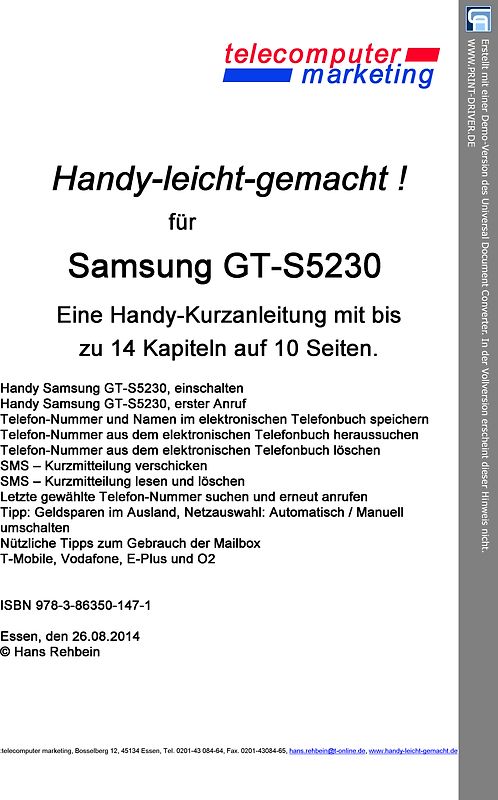 Samsung GT-S5230-leicht-gemacht. Handy-leicht-gemacht für Samsung GT-S5230