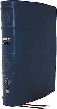 NKJV, Single-Column Reference Bible, Genuine Leather, Blue, Comfort Print