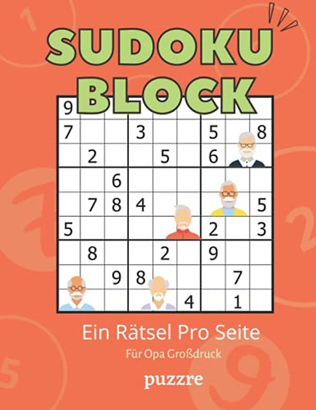 Sudoku Block Ein Rätsel Pro Seite Für Opa Großdruck: Logikspiele und Denkspiele Für Erwachsene Senioren