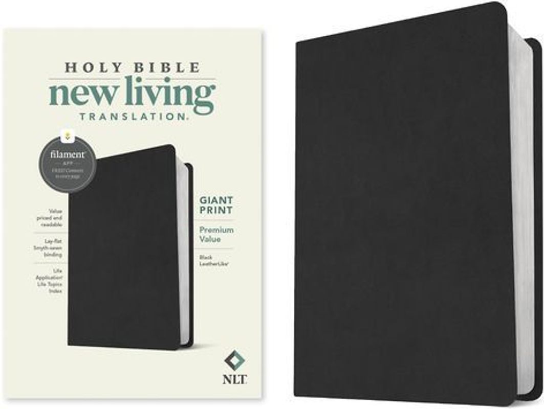 NLT Giant Print Premium Value Bible, Filament Enabled (Leatherlike, Black)