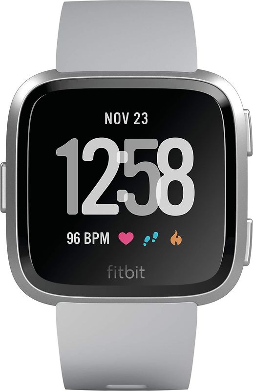 Fitbit Versa 34 mm argent aluminium et bracelet en silicone gris [Wi-Fi]