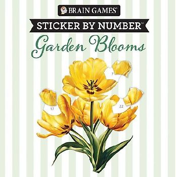 Brain Games - Sticker by Number Compact Edition: Garden Blooms 7x7 Inches Travel Size Activity Book for Adults & Kids 7+