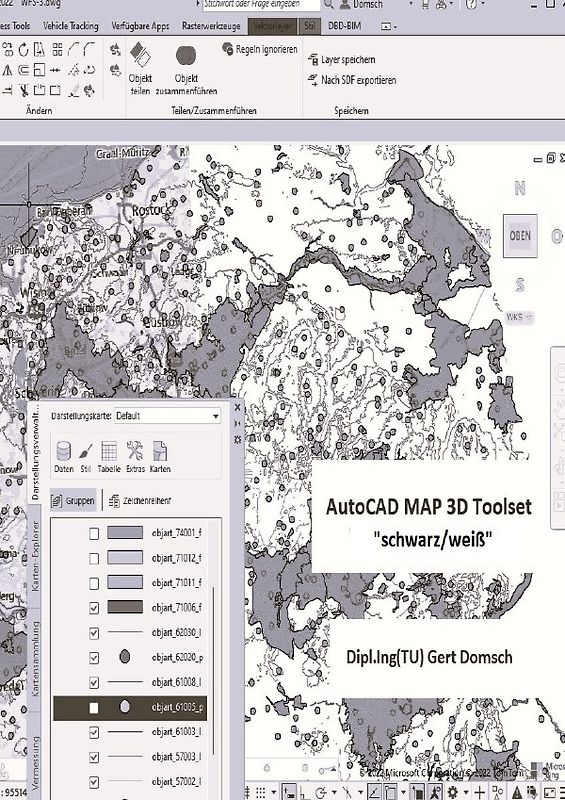 Cvil 3D Deutschland / AutoCAD MAP 3D Toolset, "schwarz/weiß" (zur Information)