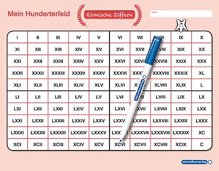 Mein Hunderterfeld - Römische Ziffern und Stift