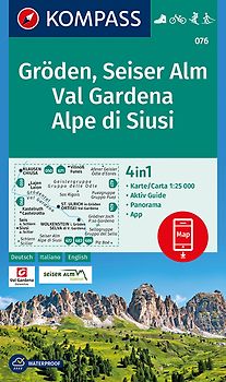 KOMPASS Wanderkarte 076 Gröden, Seiser Alm, Val Gardena, Alpe di Siusi 1:25.000