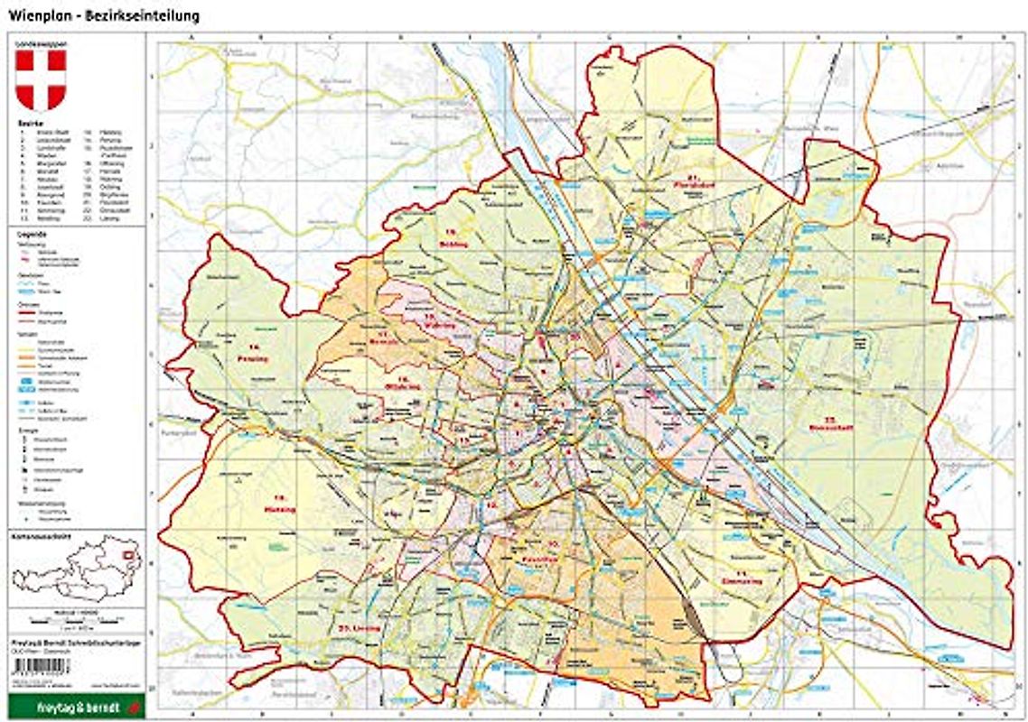 Schreibtischunterlage DUO, Schulhandkarte Wien 1:60.000: Österreich 1:1 Mio auf Rückseite (freytag & berndt Poster + Markiertafeln)
