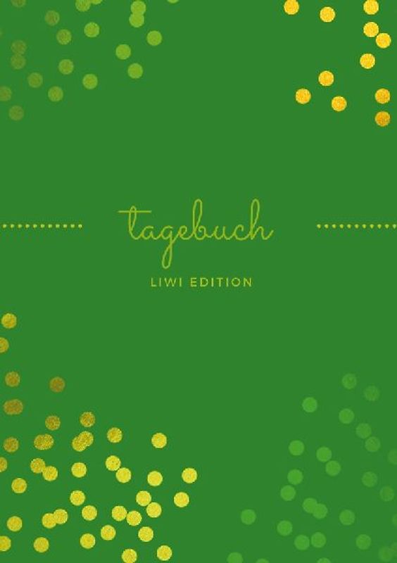 Tagebuch schön A5 liniert - 100 Seiten 90g/m² - Soft Cover goldene Punkte grün - FSC Papier