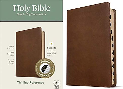 NLT Thinline Reference Bible, Filament Enabled Edition (Red Letter, Leatherlike, Rustic Brown, Indexed)
