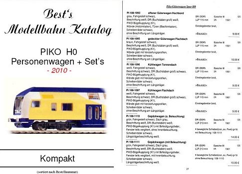 Best`s Modellbahn Katalog PIKO H0 Personenwagen Kompaktausgabe - 2010