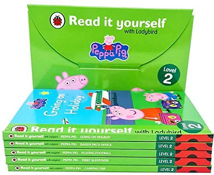 Peppa Pig Read It Yourself with Ladybird Level 2: 5 Books Collection Set (Going On Holiday, Daddy Pig's Office, Playing Football, First Sleepover, Camping Trip)