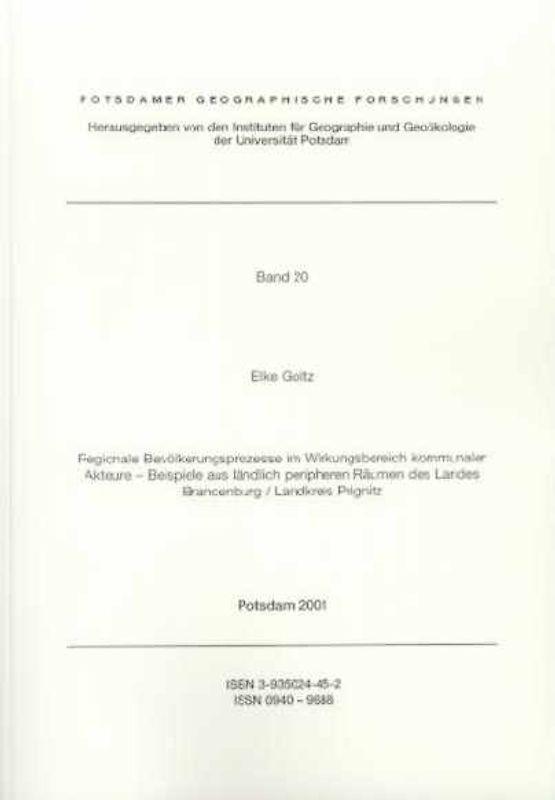 Regionale Bevölkerungsprozesse im Wirkungsbereich kommunaler Akteure