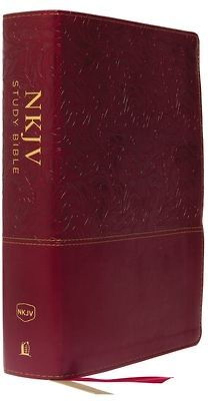 NKJV Study Bible, Imitation Leather, Red, Full-Color, Red Letter Edition, Comfort Print