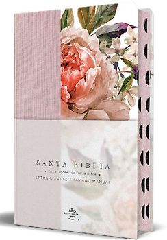 Rvr 1960 Tamaño Manual Letra Gigante Tela Con Flores Rosadas, Canto Pintado E Índice / Spanish Bible Rvr 1960 Giant Print, Pink Leathersoft with Flowers Wi