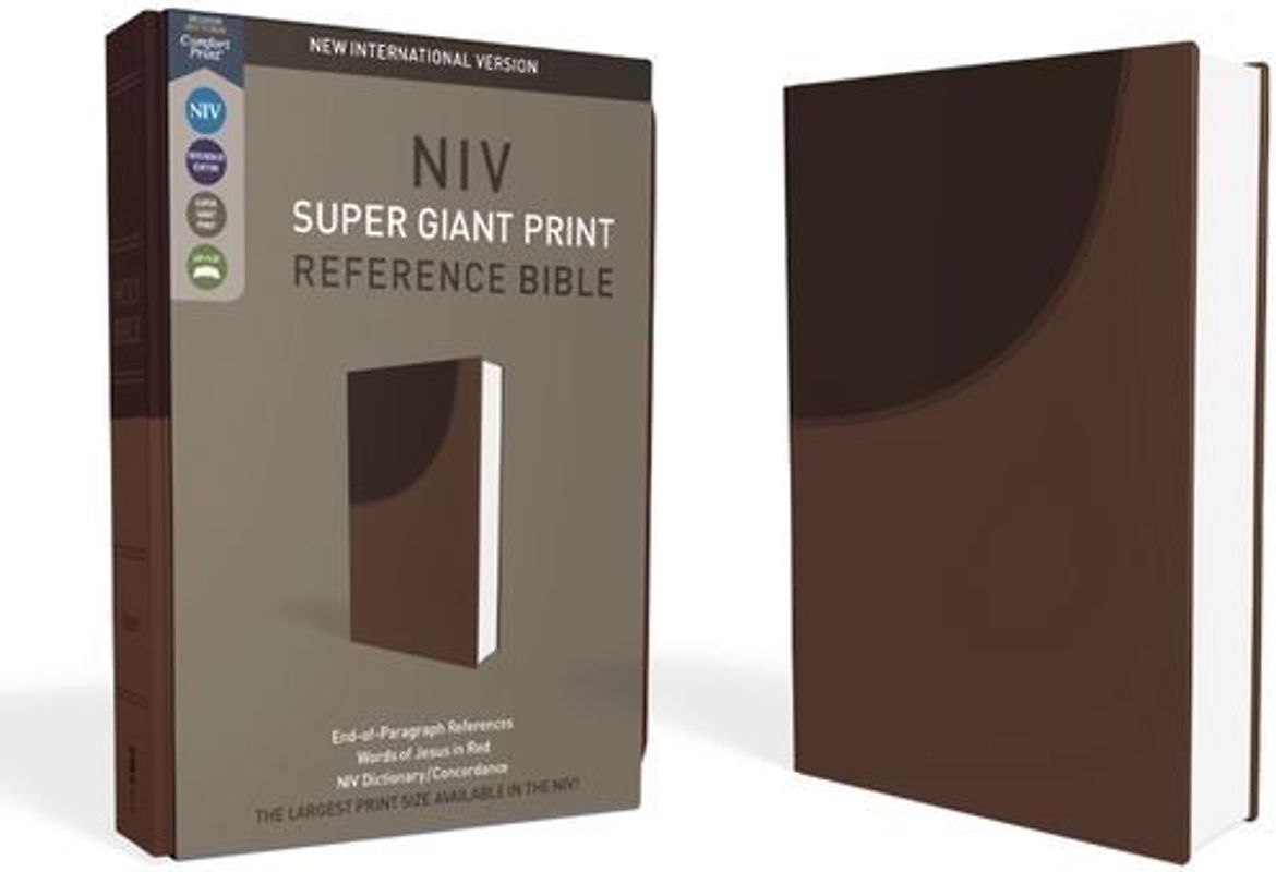 NIV, Super Giant Print Reference Bible, Imitation Leather, Brown, Red Letter Edition